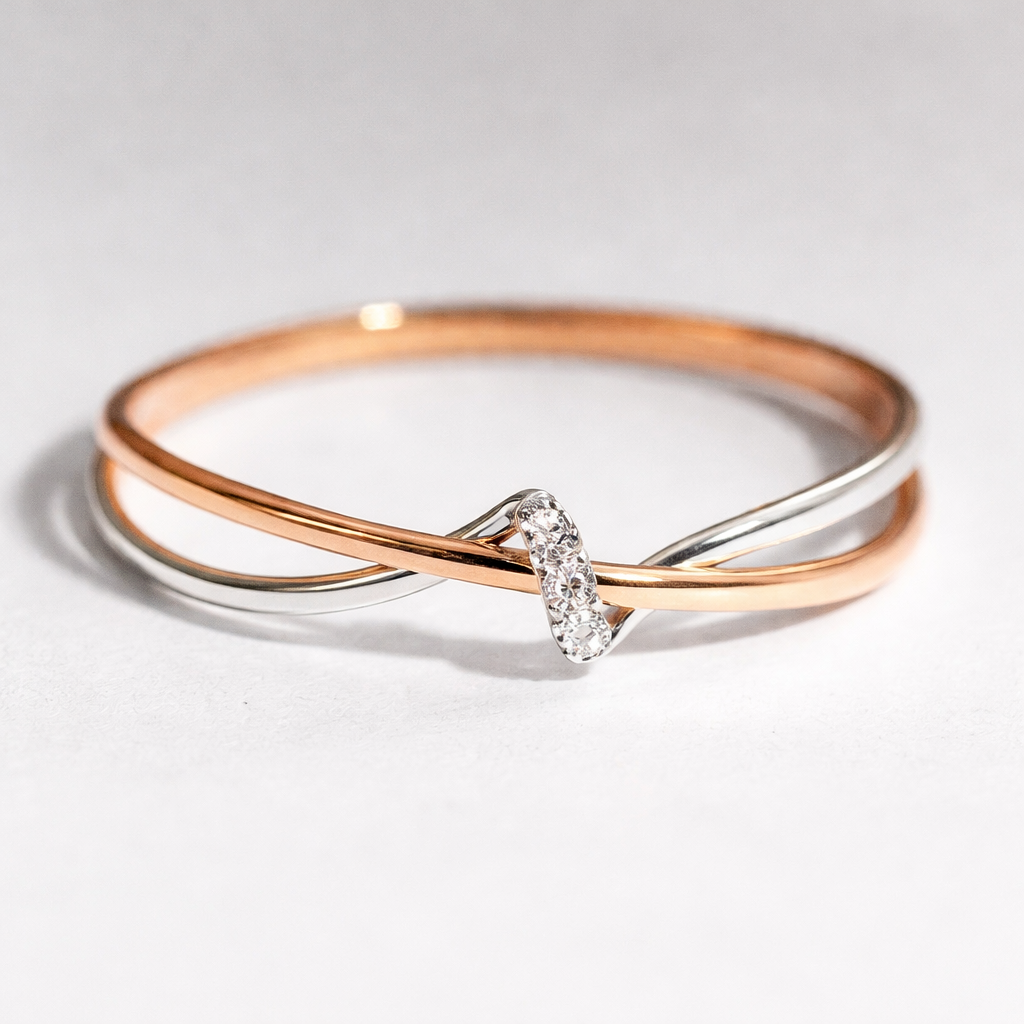 Geflochtener Vintage Ring in Gold und Silber