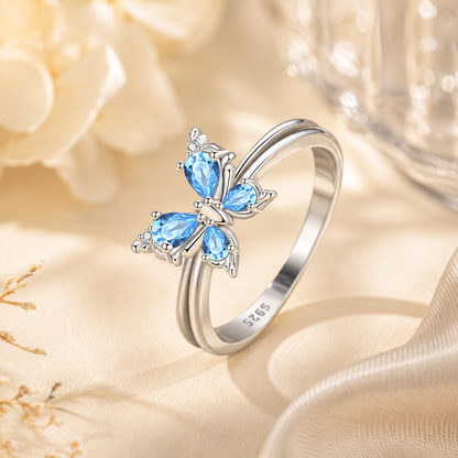 Silberring mit blauer Blüte