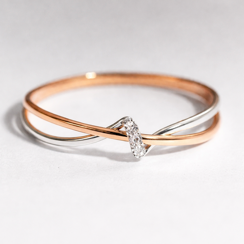 Geflochtener Vintage Ring in Gold und Silber
