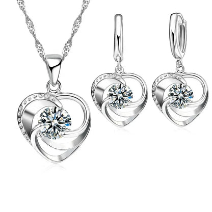 Herz-Set aus Sterlingsilber mit Kette und Ohrringen