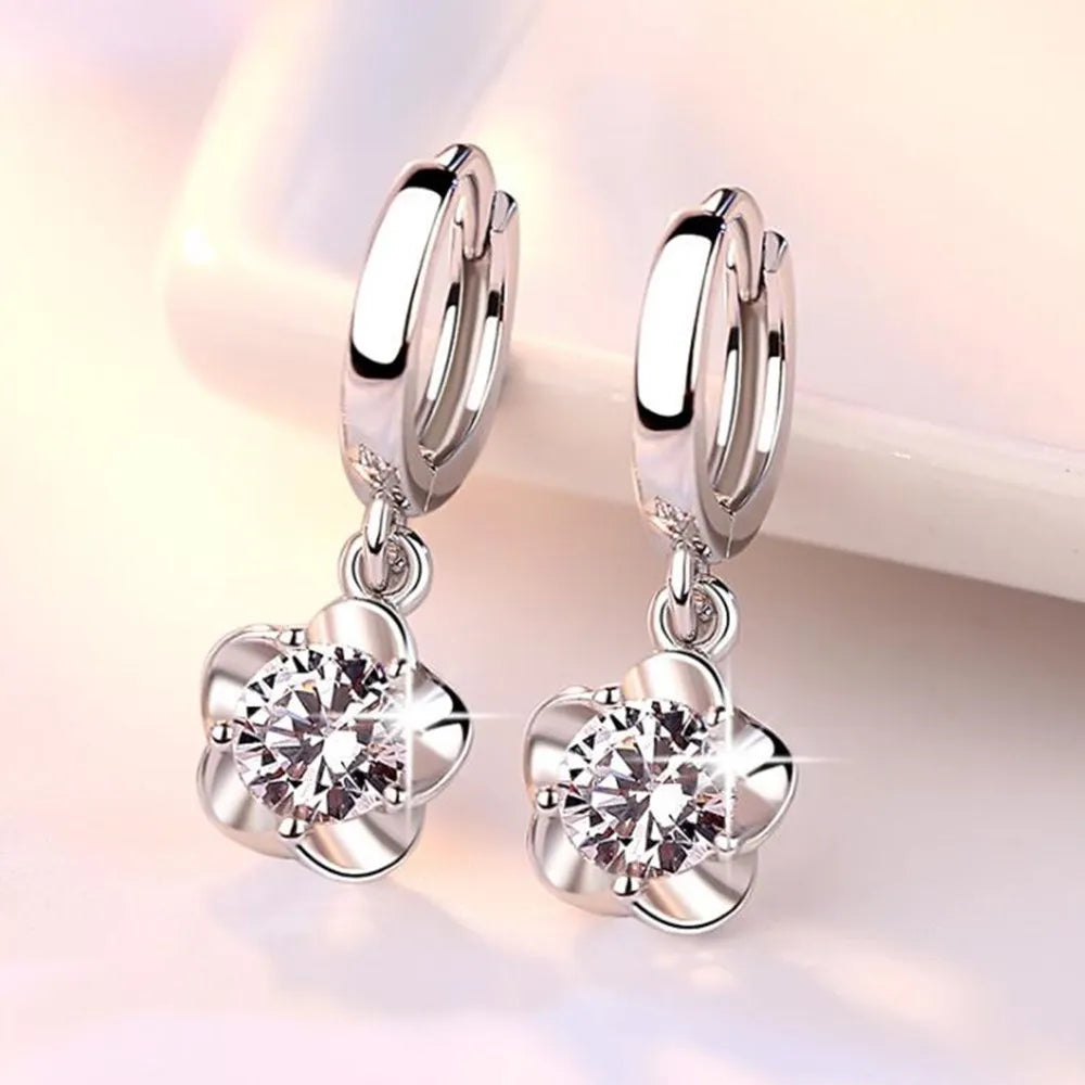 Ohrringe aus Sterlingsilber mit lila und weißem Zirkon