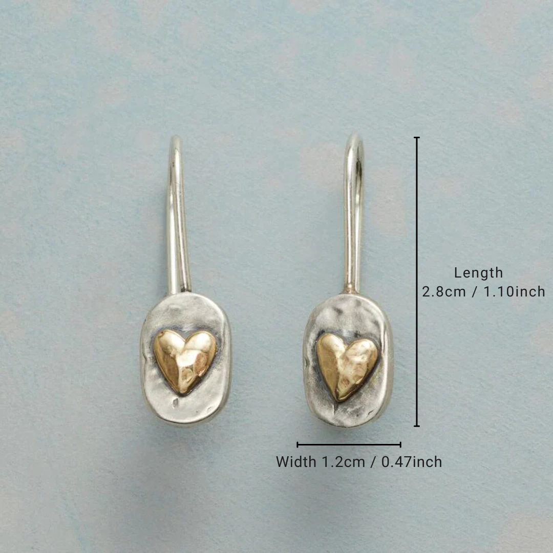 Vintage Ohrringe mit goldenem Herz in Silber