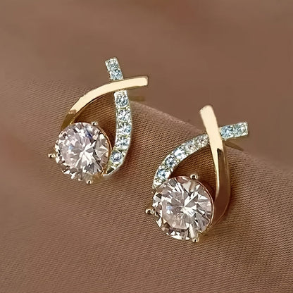 Goldene Kreuz-Ohrstecker mit Zirkonia